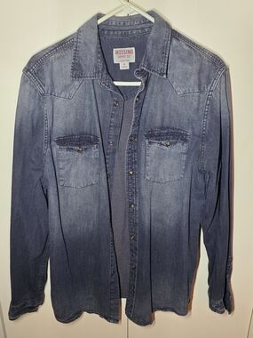 Mossimo Supply Co. Men's Washed Denim Western Shirt - Blue